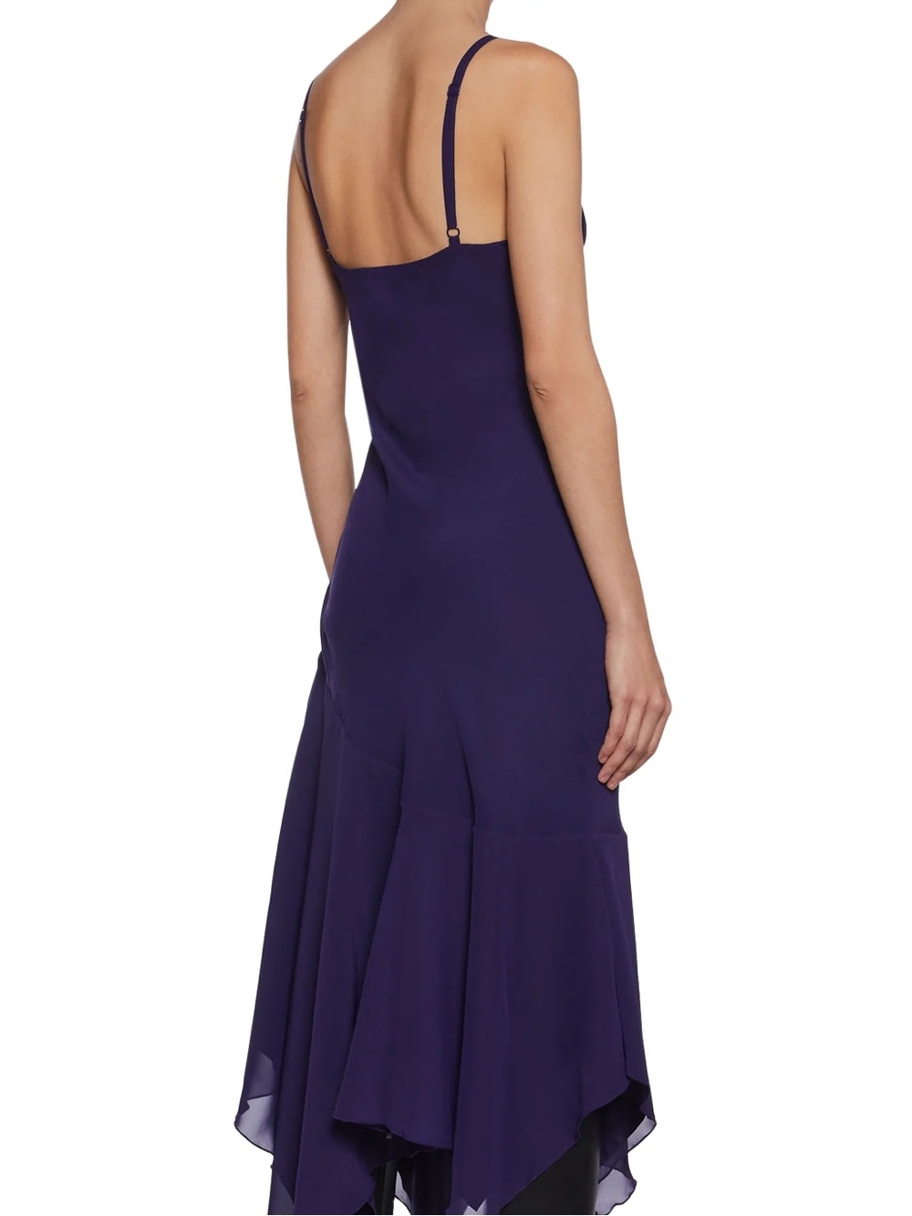 Purple Asymmetrical Slip Dress with Spaghetti Straps - Picture 3 of 4
